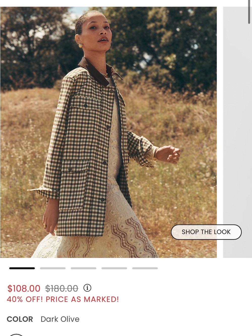 LOFT Dark Olive Check Blazer with Contrast Collar